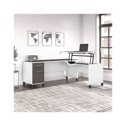 Bush Furniture L-Desks<Somerset 72"W 3 Position Sit to Stand L Shaped Desk, (SET014SGWH)