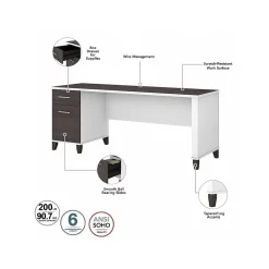 Bush Furniture L-Desks<Somerset 72"W 3 Position Sit to Stand L Shaped Desk, (SET014SGWH)