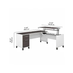 Bush Furniture L-Desks<Somerset 72"W 3 Position Sit to Stand L Shaped Desk, (SET014SGWH)