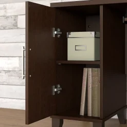 Bush Furniture L-Desks<Somerset 72"W L Shaped Desk with Hutch and 5 Shelf Bookcase, Mocha Cherry (SET011MR)