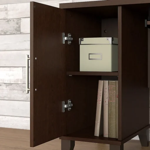 Bush Furniture L-Desks<Somerset 72"W L Shaped Desk with Hutch and 5 Shelf Bookcase, Mocha Cherry (SET011MR)
