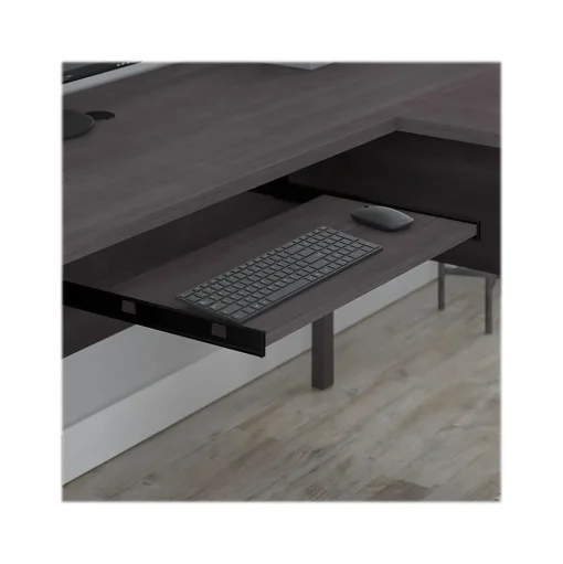 Bush Furniture L-Desks<Somerset 72"W L Shaped Desk with Hutch and Lateral File Cabinet, (SET009SG)