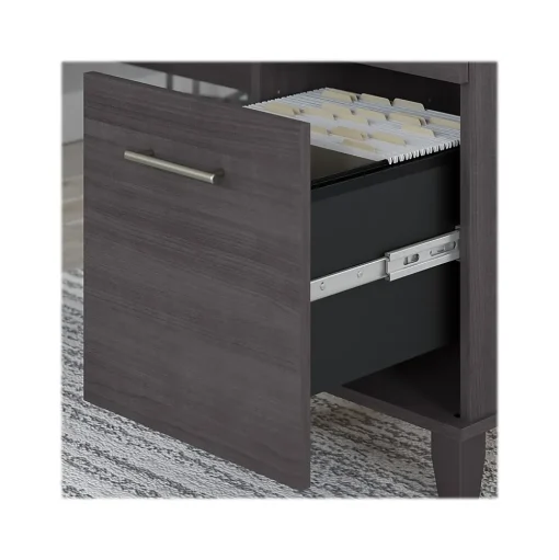 Bush Furniture L-Desks<Somerset 72"W L Shaped Desk with Hutch and Lateral File Cabinet, (SET009SG)