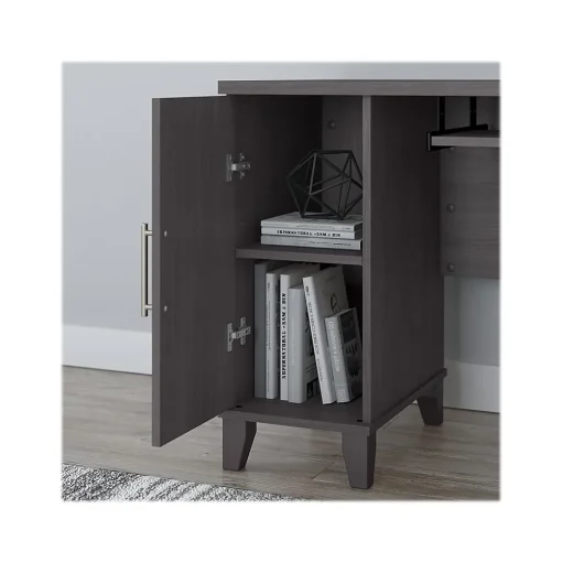 Bush Furniture L-Desks<Somerset 72"W L Shaped Desk with Hutch and Lateral File Cabinet, (SET009SG)