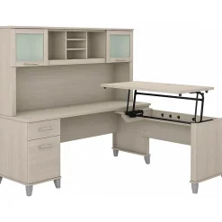 Bush Furniture L-Desks<Somerset 72"W 3 Position Sit to Stand L Shaped Desk with Hutch, (SET015SO)