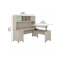 Bush Furniture L-Desks<Somerset 72"W 3 Position Sit to Stand L Shaped Desk with Hutch, (SET015SO)