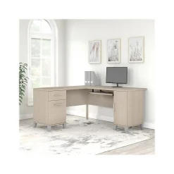 Bush Furniture L-Desks<Somerset 60"W L Shaped Desk with Storage, (WC81130K)