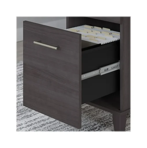 Bush Furniture L-Desks<Somerset 72"W 3 Position Sit to Stand L Shaped Desk with Hutch, (SET015SG)