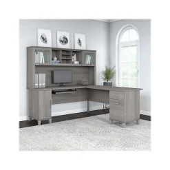 Bush Furniture L-Desks<Somerset 72"W L Shaped Desk with Hutch, (SET001PG)