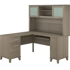 Bush Furniture L-Desks<Somerset 60"W L Shaped Desk with Hutch, (SET002AG)