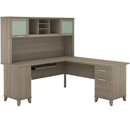 Bush Furniture L-Desks<Somerset 72"W L Shaped Desk with Hutch, (SET001AG)
