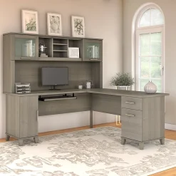 Bush Furniture L-Desks<Somerset 72"W L Shaped Desk with Hutch, (SET001AG)