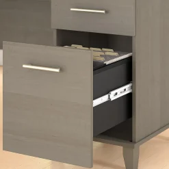 Bush Furniture L-Desks<Somerset 72W L Shaped Desk with Hutch and Lateral File Cabinet, (SET009AG)