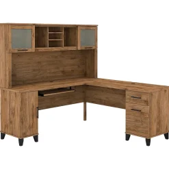 Bush Furniture L-Desks<Somerset 72"W L Shaped Desk with Hutch, (SET001FW)