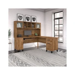 Bush Furniture L-Desks<Somerset 72"W L Shaped Desk with Hutch, (SET001FW)