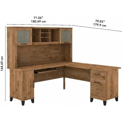 Bush Furniture L-Desks<Somerset 72"W L Shaped Desk with Hutch, (SET001FW)