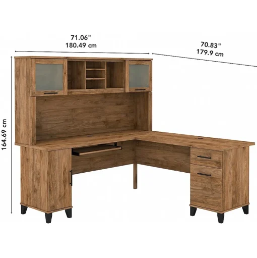 Bush Furniture L-Desks<Somerset 72"W L Shaped Desk with Hutch, (SET001FW)