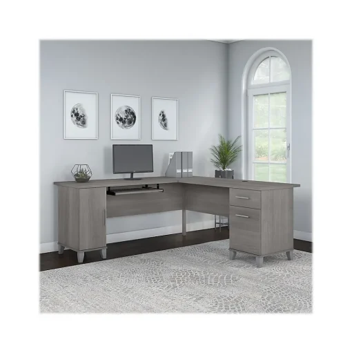 Bush Furniture L-Desks<Somerset 72"W L Shaped Desk with Storage, (WC81210K)