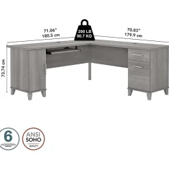Bush Furniture L-Desks<Somerset 72"W L Shaped Desk with Storage, (WC81210K)