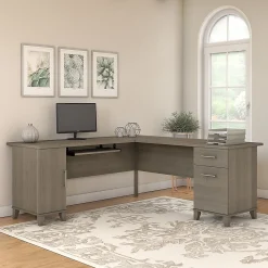 Bush Furniture L-Desks<Somerset 72"W L Shaped Desk with Storage, (WC81610K)