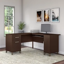 Bush Furniture L-Desks<Somerset 60"W L Shaped Desk with Storage, (WC81830K)
