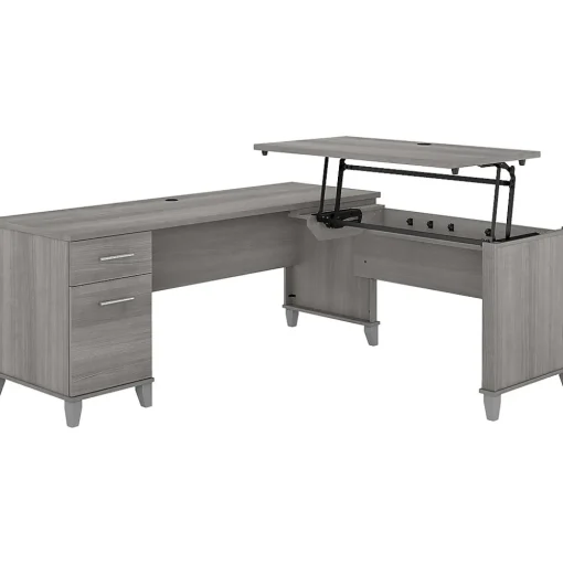 Bush Furniture L-Desks<Somerset 72"W 3 Position Sit to Stand L Shaped Desk, (SET014PG)
