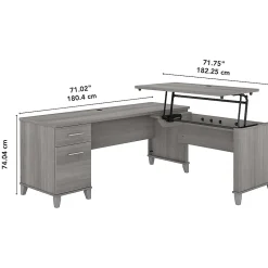 Bush Furniture L-Desks<Somerset 72"W 3 Position Sit to Stand L Shaped Desk, (SET014PG)