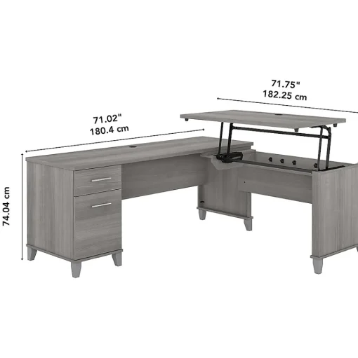 Bush Furniture L-Desks<Somerset 72"W 3 Position Sit to Stand L Shaped Desk, (SET014PG)