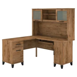 Bush Furniture L-Desks<Somerset 60"W L Shaped Desk with Hutch, (SET002FW)