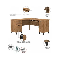 Bush Furniture L-Desks<Somerset 60"W L Shaped Desk with Hutch, (SET002FW)