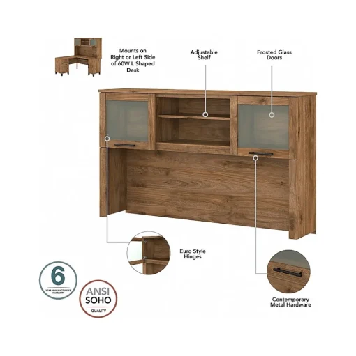 Bush Furniture L-Desks<Somerset 60"W L Shaped Desk with Hutch, (SET002FW)