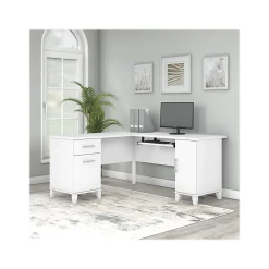 Bush Furniture L-Desks<Somerset 60"W L Shaped Desk with Storage, (WC81930K)