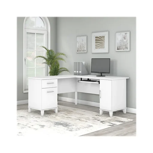 Bush Furniture L-Desks<Somerset 60"W L Shaped Desk with Storage, (WC81930K)