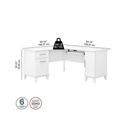 Bush Furniture L-Desks<Somerset 60"W L Shaped Desk with Storage, (WC81930K)