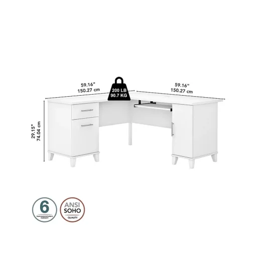 Bush Furniture L-Desks<Somerset 60"W L Shaped Desk with Storage, (WC81930K)