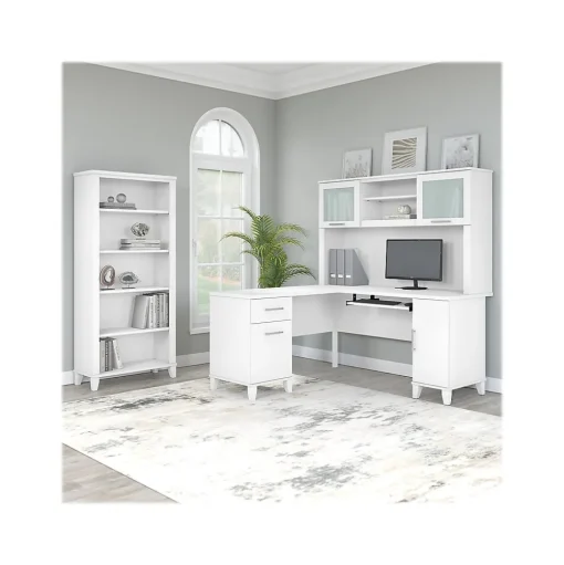 Bush Furniture L-Desks<Somerset 60"W L Shaped Desk with Storage, (WC81930K)