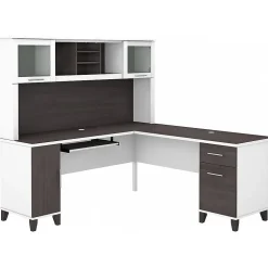 Bush Furniture L-Desks<Somerset 72"W L Shaped Desk with Hutch, (SET001SGWH)
