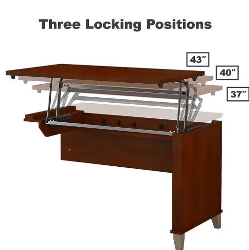 Bush Furniture L-Desks<Somerset 72"W 3 Position Sit to Stand L Shaped Desk with Hutch and Bookcase, (SET017HC)