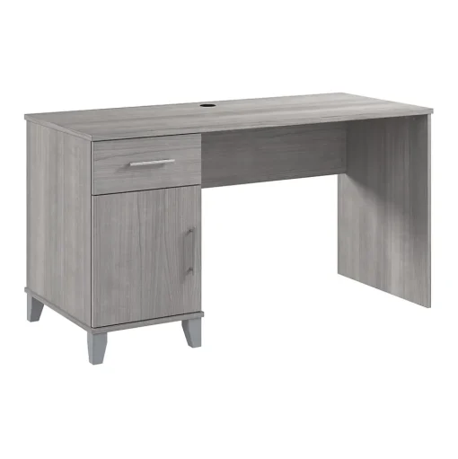 Bush Furniture Corner Desks<Somerset 54"W Office Desk with Drawer and Storage Cabinet, Platinum Gray (WC81254)