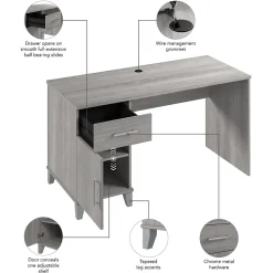 Bush Furniture Corner Desks<Somerset 54"W Office Desk with Drawer and Storage Cabinet, Platinum Gray (WC81254)