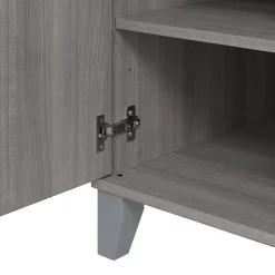 Bush Furniture Corner Desks<Somerset 54"W Office Desk with Drawer and Storage Cabinet, Platinum Gray (WC81254)