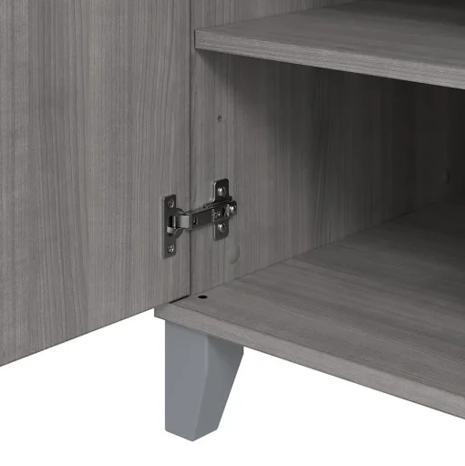 Bush Furniture Corner Desks<Somerset 54"W Office Desk with Drawer and Storage Cabinet, Platinum Gray (WC81254)