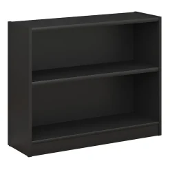 Bush Furniture Bookcases<Universal 30"H 2-Shelf Bookcase with Adjustable Shelf, Black Wood (WL12438)