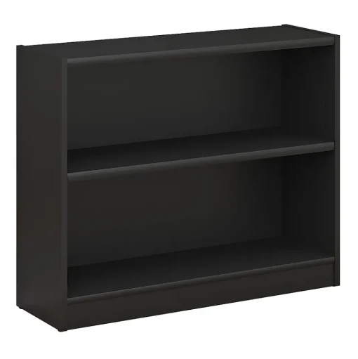 Bush Furniture Bookcases<Universal 30"H 2-Shelf Bookcase with Adjustable Shelf, Black Wood (WL12438)
