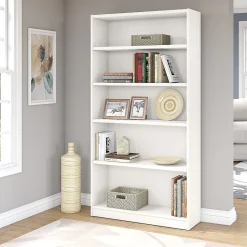 Bush Furniture Bookcases<Universal 72"H 5-Shelf Bookcase with Adjustable Shelves, Pure White (WL12417)