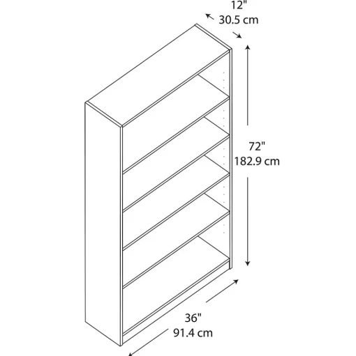 Bush Furniture Bookcases<Universal 72"H 5-Shelf Bookcase with Adjustable Shelves, Pure White (WL12417)