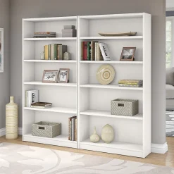 Bush Furniture Bookcases<Universal 72"H 5-Shelf Bookcase with Adjustable Shelves, Pure White (WL12417)