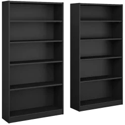 Bush Furniture Bookcases<Universal Tall 5 Shelf 72"H Bookcase, Classic Black, Set of 2 (UB003BL)