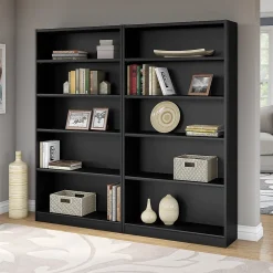 Bush Furniture Bookcases<Universal Tall 5 Shelf 72"H Bookcase, Classic Black, Set of 2 (UB003BL)