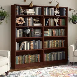 Bush Furniture Bookcases<Universal 72"H 5-Shelf Bookcase with Adjustable Shelves, Vogue Cherry, 2/Set (UB003VC)